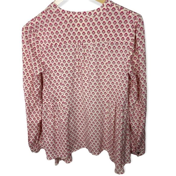 Anthropologie Maeve Laiken Henley Motif Oversized Blouse Pink Rayon Size 0 Boho - Picture 4 of 10